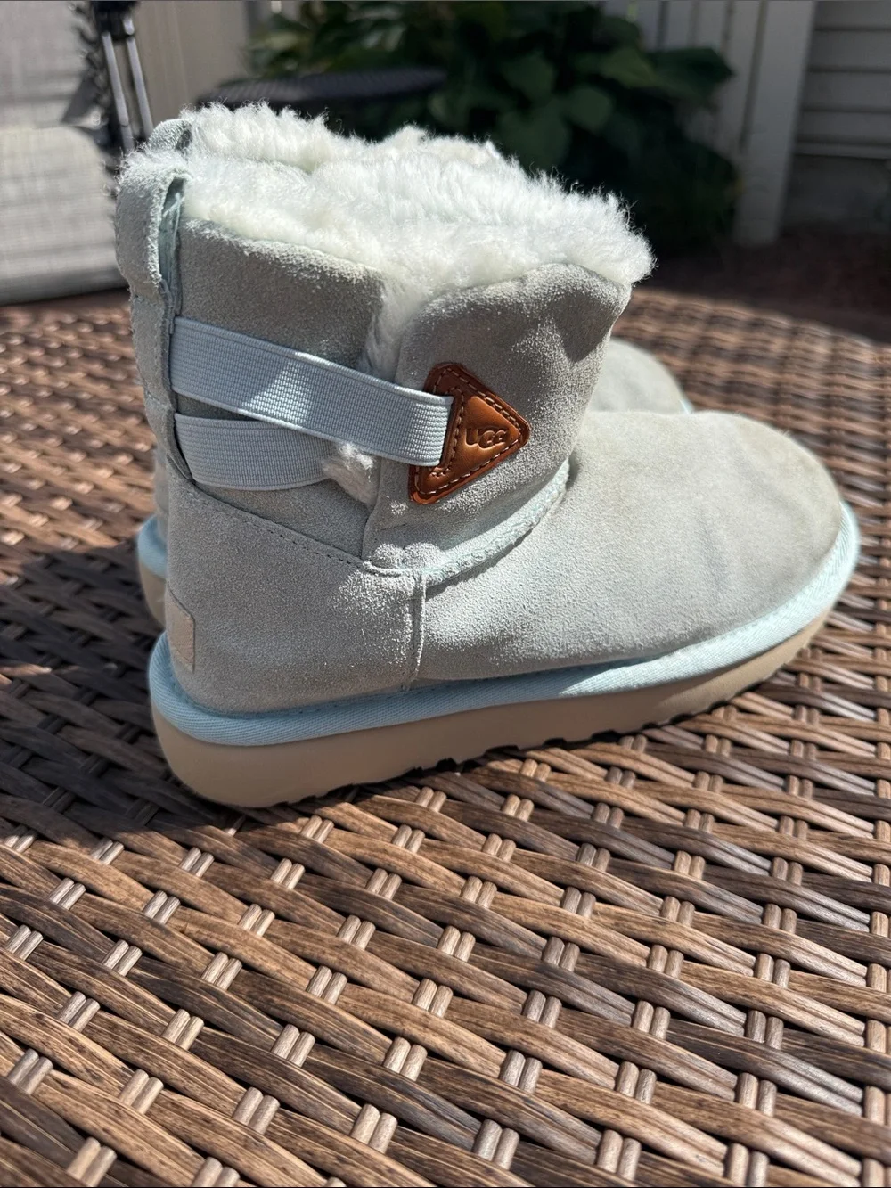 UGG Kids Pale Blue Suede Shearling Lined Boots